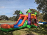 Rainbow Lane wet n dry combo single lane bounce house