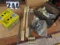 mixed lot including saw horse brackets, slim jim, appliance moving dolly, sanding disks