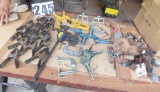 tote of assorted clamps