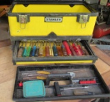 Stnaley multi drawer tool box with nut drivers, mixed tools