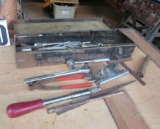 mechanics tool box with ratchets and mixed tools