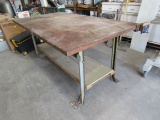 steel framed work bench shop table
