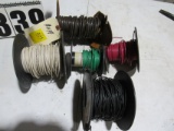 group of 4 partial spools TNN electrical wire plus a short spool of telephone wire