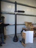 cast aluminum fluted street light pole with base and street sign holder 10” high