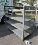 steel work cart 61”long  30” wide 57” tall comes with load center and electric recepticals mounted t