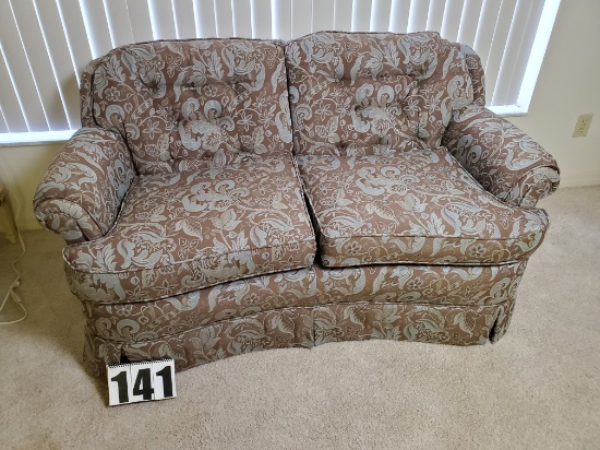 green brown paisley pattern love seat