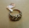 18k gold plated silve r size 8 ladies ring with 3 large citrine stones