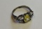 sterling silver ladies ring set with citrine and anchored by cz stones size 5 3/4