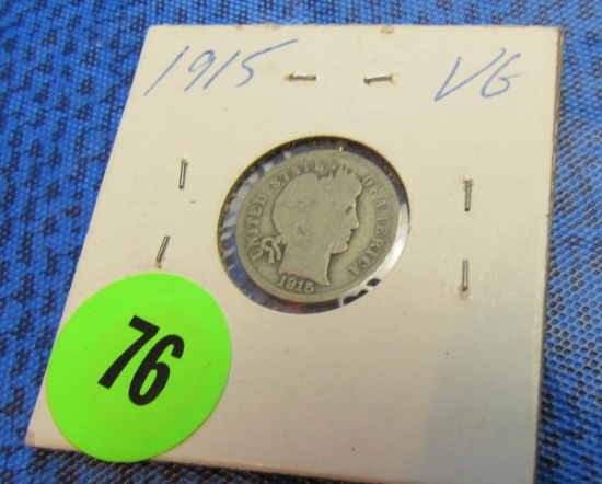 1915 Liberty head dime in coin jacket