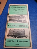 Greenberg's 1989 Pocket Guide Lionel  Trains 1901-1942 and 1945-1989 includes inventory and checklis