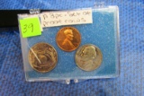 three proof coins - Georgia quarter, penny, nickle