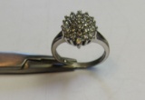 cz cluster set in sterling silver ring size 7 3/4
