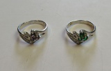 sterling silver rings - (1) emerald stone size 6 1/2, (1) emerald stone size 6 1/2