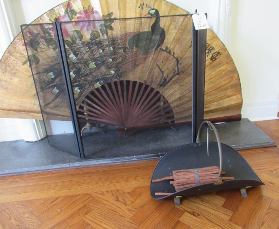 fireplace screen and log basket