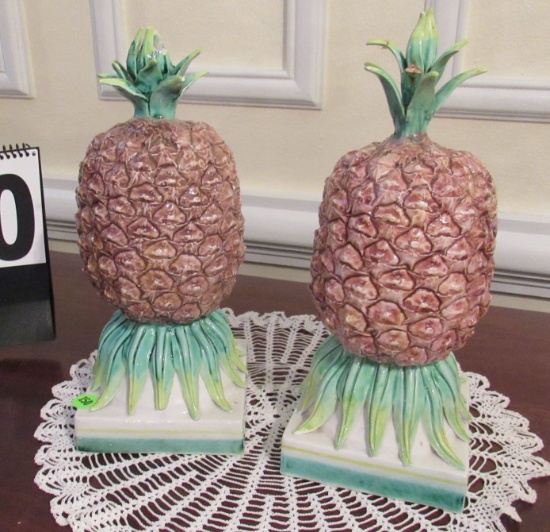 Italian made ceramic pineapples (some leaf damage on one of them see photo)