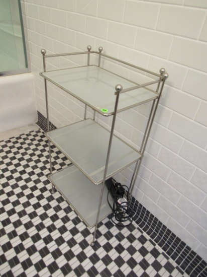chrome and glass bathroom shelf unit 11 x 14 x 32