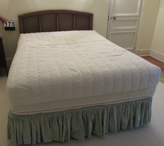 queen bed with pecan finish headboard