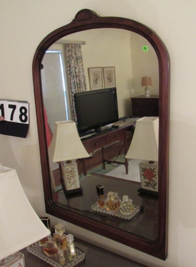 walnut framed mirror 26" w x 36" h