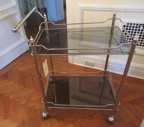 chrome and glass serving cart