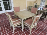 rattan dining set table with 4 chairs  (2) arm chairs and (2) straight chairs 32 x 32