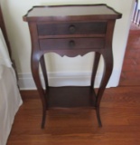 walnut finish lamp table with drawer