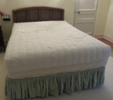 queen bed with pecan finish headboard