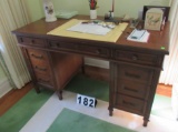 walnut finish desk with drawers on both sides 50