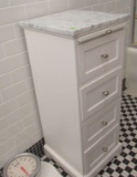4 drawerwhite bathrrom cabinet with marble top