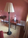 olive green finished turned wood floor lamp  67