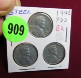 1943 uncirculated steel penies PDS