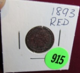 Indian Head Penny (red tone) 1893