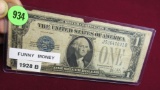 1928-B one dollar bill Funny Money