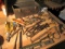 Craftsman tool box with liars, level, . Small c clamps, oil filter tools, speed driver, putty knives