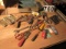 metal tool box with mixed tools including hex set, screw drivers, tubing cutter and more