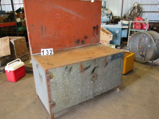 metal shop cabinet work bench with back board and light brackets 60"L x 28" d x 33" h plus back boar