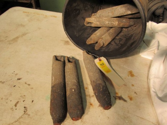 group of 7 cast iron window sash weights