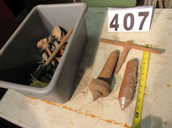 tapered dead centering pin, chuck wrench, and other mixed items