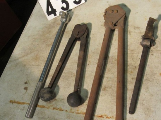 1/2" and 3/4" crimpers old strap wrench, 3/4" breaker bar