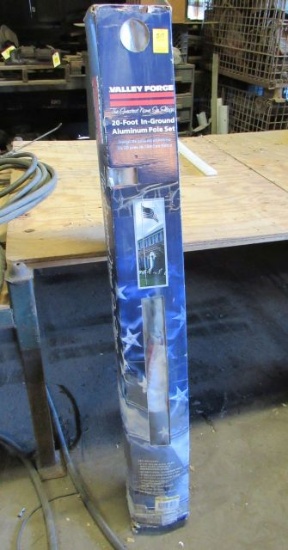 American flag and 25'in ground pole set in box