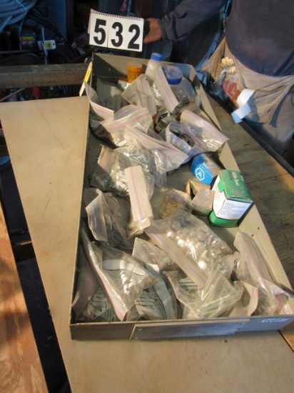 steel tray of mixed fasteners
