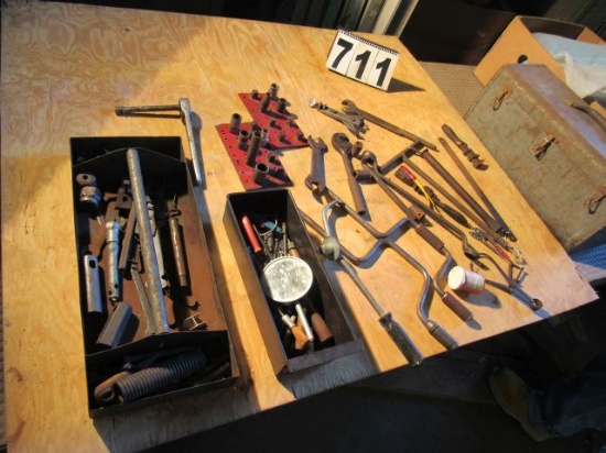 tool box with end wrenches, spped drivers, and more