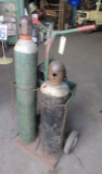 torch cart with oxygen and acetylene bottle (registered tank ownership unknown)