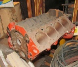 350 Chevrolet 4 bolt main block bored 60 over with motor stand