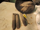 group of 7 cast iron window sash weights