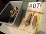 tapered dead centering pin, chuck wrench, and other mixed items