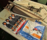 treasure chest with old saw, pipe clamp, new straps, 6x8 new tarp