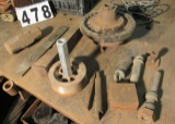 mixed machine tools, clevis pins, wedge, sledge hammer, lathe collet