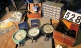 mixed gauges, test equipment, small parts cabinet