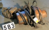 Jet 3ph 220v 1 ton hoist with chain bag rated 13' lift with beam trolley