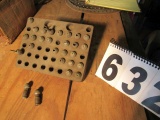 set of small collets in wood rack